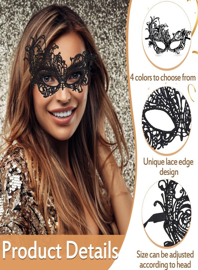 TecoKart® 4 Pcs Masquerade Mask for Women and Men - Eye Mask for Party, Proms, Venetian, Mardi Gras and Halloween - Image 3